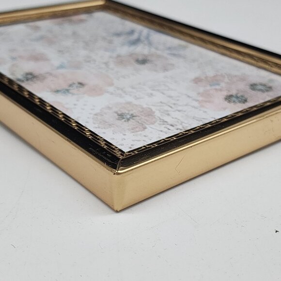 Vintage Gold Tone Brass Ornate Picture Frame Lattice Boarder 5-1/8x7-1/8 - Picture 9 of 11
